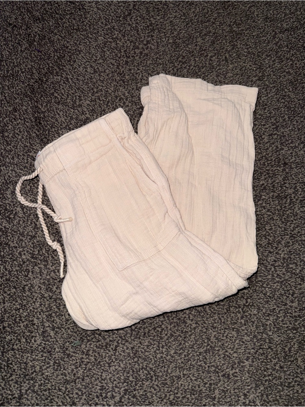 Cat & Jack Girls Cream Gauze Pants Size 6/7 Lightweight Pull-On Pants